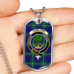 Hamilton Hunting Modern Scottish Clan Tartan Military Dog Tag Necklace Jewelry