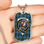Cockburn Modern Scottish Clan Tartan Military Dog Tag Necklace Jewelry