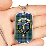 MacRae Hunting Ancient Scottish Clan Tartan Military Dog Tag Necklace Jewelry