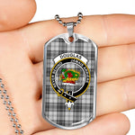 Douglas Grey Modern Scottish Clan Tartan Military Dog Tag Necklace Jewelry