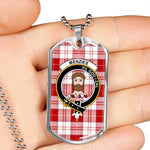 Menzies Red Scottish Clan Tartan Military Dog Tag Necklace Jewelry