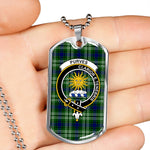 Purves Scottish Clan Tartan Military Dog Tag Necklace Jewelry