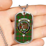 MacKinnon Hunting Modern Scottish Clan Tartan Military Dog Tag Necklace Jewelry
