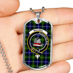 MacNeil Of Barra Modern Scottish Clan Tartan Military Dog Tag Necklace Jewelry
