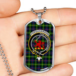 Farquharson Modern Scottish Clan Tartan Military Dog Tag Necklace Jewelry