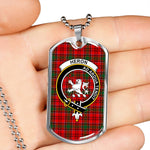 Heron Scottish Clan Tartan Military Dog Tag Necklace Jewelry