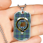 Leslie Hunting Ancient Scottish Clan Tartan Military Dog Tag Necklace Jewelry