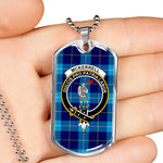 McKerrell Blue Scottish Clan Tartan Military Dog Tag Necklace Jewelry