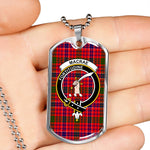 MacRae Modern Scottish Clan Tartan Military Dog Tag Necklace Jewelry