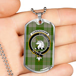 Cunningham Dress Green Dancers Scottish Clan Tartan Military Dog Tag Necklace Jewelry
