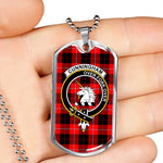Cunningham Modern Scottish Clan Tartan Military Dog Tag Necklace Jewelry