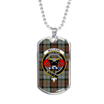 MacLeod Of Harris Weathered Scottish Clan Tartan Military Dog Tag Necklace Jewelry