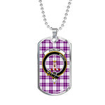 Dunlop Dress Scottish Clan Tartan Military Dog Tag Necklace Jewelry