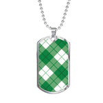 Bias Plaid Scottish Clan Tartan Military Dog Tag Necklace Jewelry