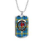 Laing Ancient Scottish Clan Tartan Military Dog Tag Necklace Jewelry