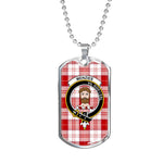 Menzies Red Scottish Clan Tartan Military Dog Tag Necklace Jewelry