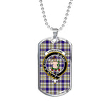 Livingstone Dress Scottish Clan Tartan Military Dog Tag Necklace Jewelry