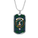 Matheson Green Scottish Clan Tartan Military Dog Tag Necklace Jewelry