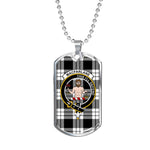MacFarlane Black & White Scottish Clan Tartan Military Dog Tag Necklace Jewelry
