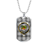 Douglas Grey Modern Scottish Clan Tartan Military Dog Tag Necklace Jewelry