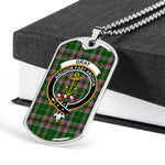 Gray Scottish Clan Tartan Military Dog Tag Necklace Jewelry