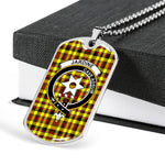 Jardine Yellow Scottish Clan Tartan Military Dog Tag Necklace Jewelry