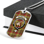 MacMillan Old Weathered Scottish Clan Tartan Military Dog Tag Necklace Jewelry