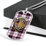 MacPherson Hunting Modern Scottish Clan Tartan Military Dog Tag Necklace Jewelry