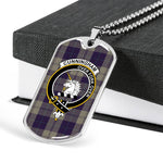 Cunningham Dress Blue Dancers Scottish Clan Tartan Military Dog Tag Necklace Jewelry