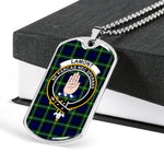 Lamont Scottish Clan Tartan Military Dog Tag Necklace Jewelry