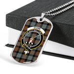 Gunn Weathered Scottish Clan Tartan Military Dog Tag Necklace Jewelry