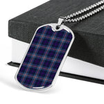 Navy Royal Scottish Clan Tartan Military Dog Tag Necklace Jewelry