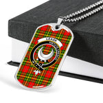 Leask Red Scottish Clan Tartan Military Dog Tag Necklace Jewelry
