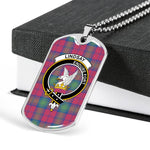 Lindsay Ancient Scottish Clan Tartan Military Dog Tag Necklace Jewelry