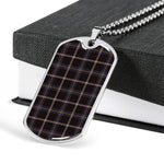 Navy Dress Grey Scottish Clan Tartan Military Dog Tag Necklace Jewelry