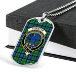 Forsyth Ancient Scottish Clan Tartan Military Dog Tag Necklace Jewelry