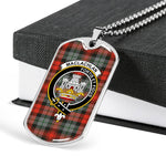 MacLachlan Weathered Scottish Clan Tartan Military Dog Tag Necklace Jewelry