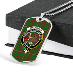MacKinnon Hunting Modern Scottish Clan Tartan Military Dog Tag Necklace Jewelry