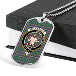 MacFarlane Hunting Ancient Scottish Clan Tartan Military Dog Tag Necklace Jewelry
