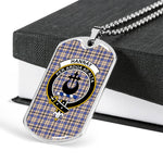 Hannay Scottish Clan Tartan Military Dog Tag Necklace Jewelry