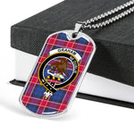 Graham Of Menteith Pink Scottish Clan Tartan Military Dog Tag Necklace Jewelry