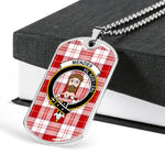 Menzies Red Scottish Clan Tartan Military Dog Tag Necklace Jewelry