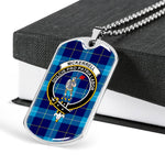 McKerrell Blue Scottish Clan Tartan Military Dog Tag Necklace Jewelry