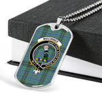 MacInnes Ancient Scottish Clan Tartan Military Dog Tag Necklace Jewelry