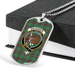 MacKinnon Hunting Ancient Scottish Clan Tartan Military Dog Tag Necklace Jewelry