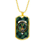 Gordon Fabric Scottish Clan Tartan Military Dog Tag Necklace Jewelry