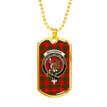 MacKinnon Scottish Clan Tartan Military Dog Tag Necklace Jewelry