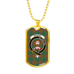 Menzies Green Ancient Scottish Clan Tartan Military Dog Tag Necklace Jewelry