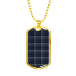 Navy Formal Dress Grey Scottish Clan Tartan Military Dog Tag Necklace Jewelry