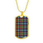 Glass Scottish Clan Tartan Military Dog Tag Necklace Jewelry